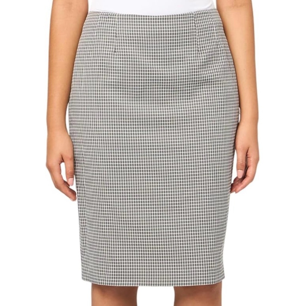 Le Suit Checkered Print Pencil Skirt, Size 14